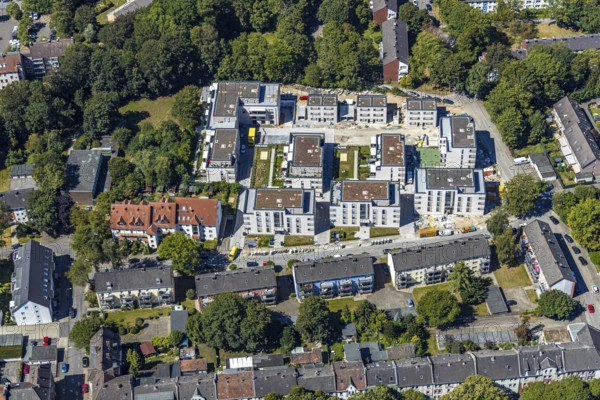 Aerial view, construction site, new residential area Fritz-Reuter-Straße, Herne, Ruhr area, North