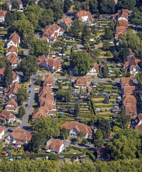 Aerial photograph, Teutoburgia housing estate, garden city, colliery housing estate, Herne, Ruhr