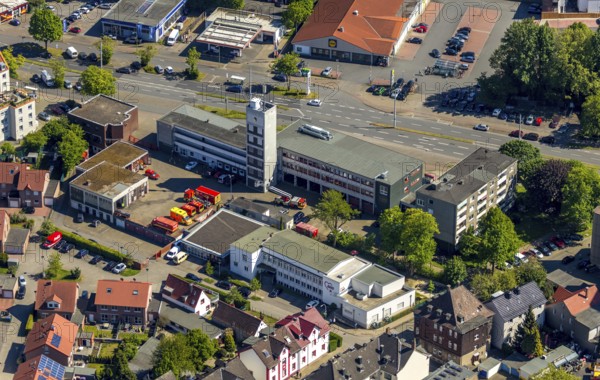 Aerial photo, fire brigade Herne, Herne, Ruhr area, North Rhine-Westphalia, Germany, fire fighter,