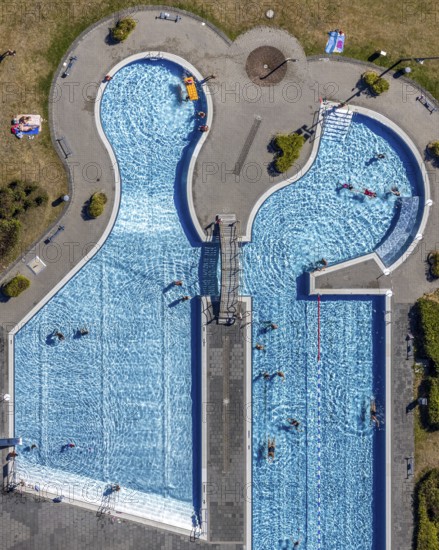 Aerial view, swimming pool south pool, Herne, Ruhr area, North Rhine-Westphalia, Germany, distance