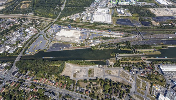 Aerial view, commercial area Am Westhafen, CTH Container Terminal Herne GmbH, Müller - Die lila