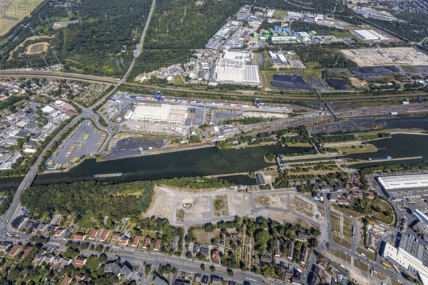 Aerial view, commercial area Am Westhafen, CTH Container Terminal Herne GmbH, Müller - Die lila