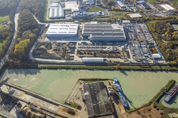 Aerial view, industrial estate Uentrop Frielinghauser Straße, construction site Goldbeck