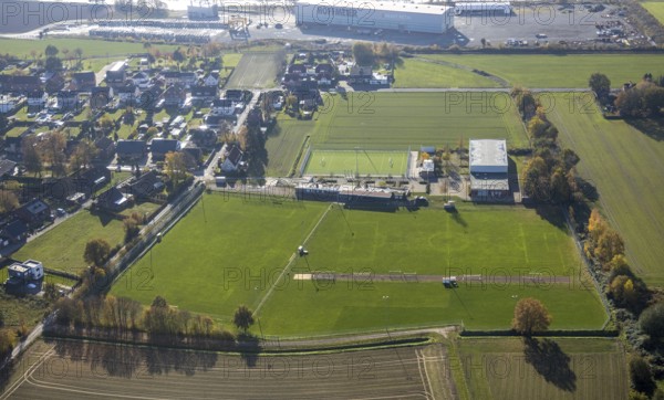 Aerial view, sports fields TUS 46/68 Uentrop, Giesendahlhalle im Giesendahl, Uentrop, Hamm, Ruhr