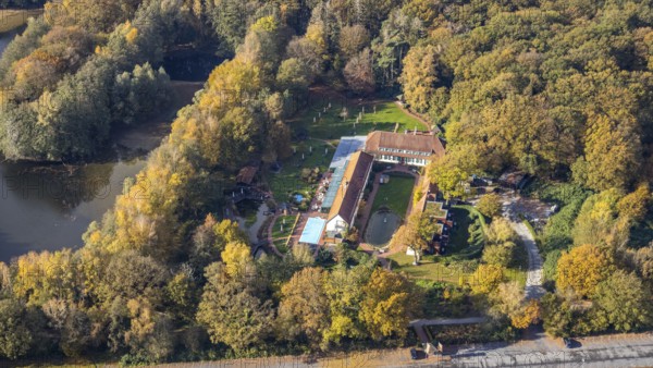 Aerial view, Gut Sternholz, hotel in the forest, Uentrop, Hamm, Ruhr area, North Rhine-Westphalia,