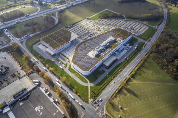 Aerial view, Möbel Höffner, commercial area Unnaer Straße, Hamm, Ruhr area, North Rhine-Westphalia,