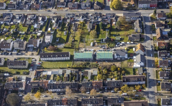 Aerial view, construction site, new building, residential buildings, Großer Sandweg, Bockum-Hövel,