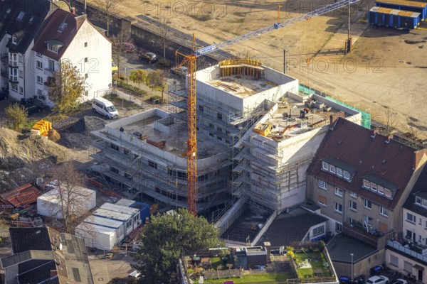 Aerial view, construction site new building Wilhelmstraße, Hamm, Ruhr area, North Rhine-Westphalia,