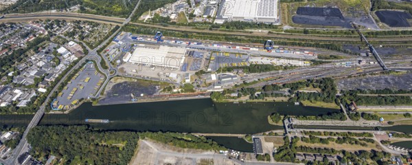 Aerial view, commercial area Am Westhafen, CTH Container Terminal Herne GmbH, Müller - Die lila