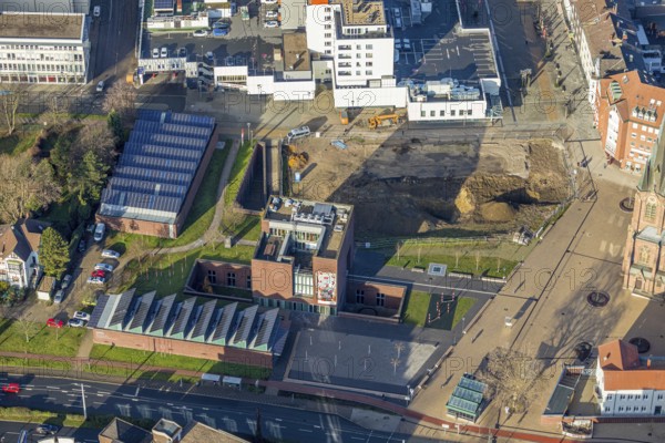 Aerial view, new construction site Europagarten, Europaplatz, LWL-Museum für Archäologie,