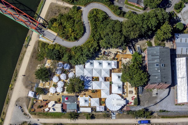 Aerial photo, Steinmeister's beer garden - Oskar am Kanal, Herne, Ruhr area, North