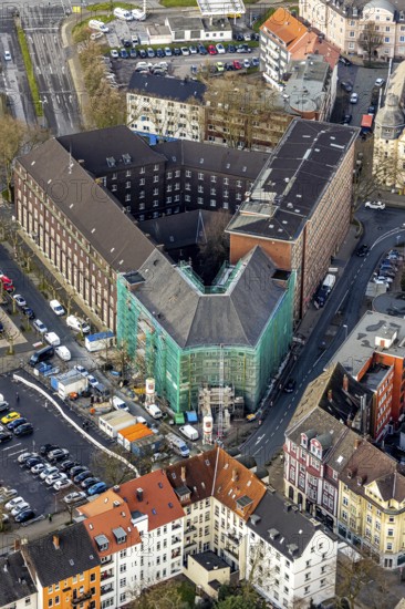 Aerial view, reconstruction / renovation of the Alte Sparkasse building, Herne, Ruhr area, North