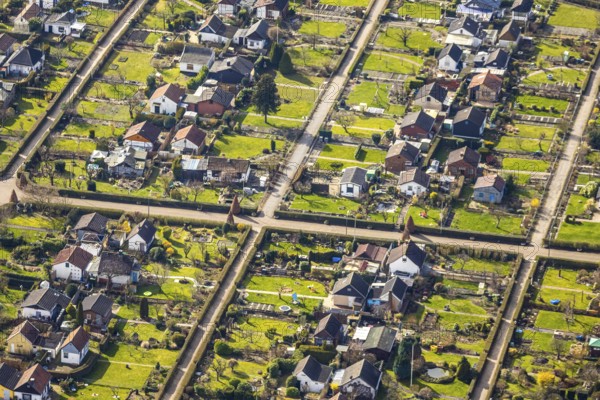 Aerial view, allotment gardens of the allotment garden association Herne Süd, Herne, Ruhr area,