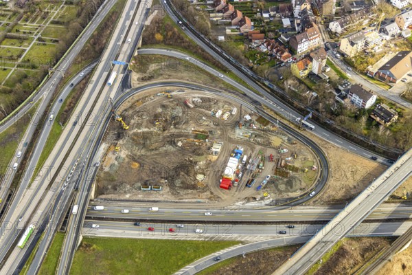 Aerial photo, motorway junction 21 Herne, intersection of the A42 and A43 motorways, new
