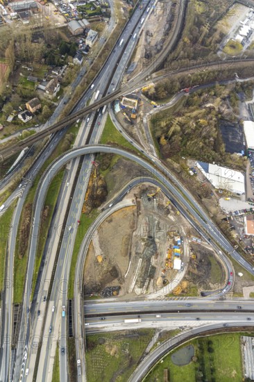 Aerial photo, motorway junction 21 Herne, intersection of the A42 and A43 motorways, new