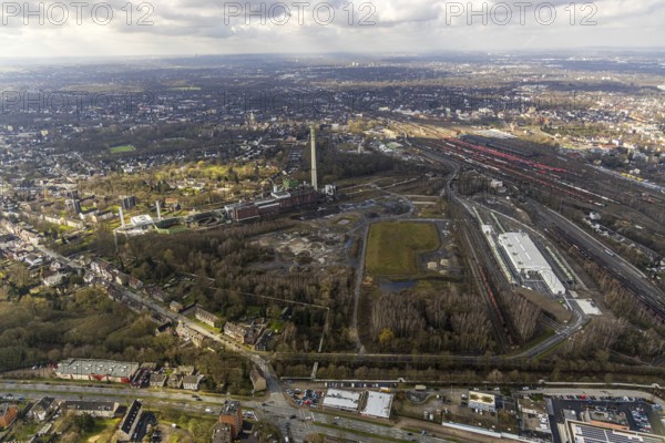 Aerial view, former Blumenthal colliery and disused Shamrock coal-fired power station, where the