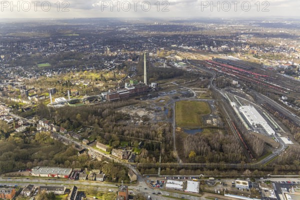 Aerial view, former Blumenthal colliery and disused Shamrock coal-fired power station, where the
