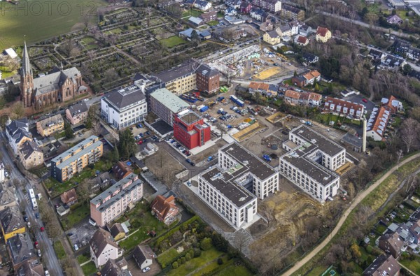 Aerial view, health campus, senior centre Widumer Höfe, on the campus of the St.Elisabeth Group, at