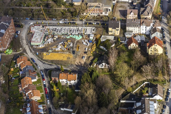 Aerial view, health campus, senior centre Widumer Höfe, on the campus of the St.Elisabeth Group, at