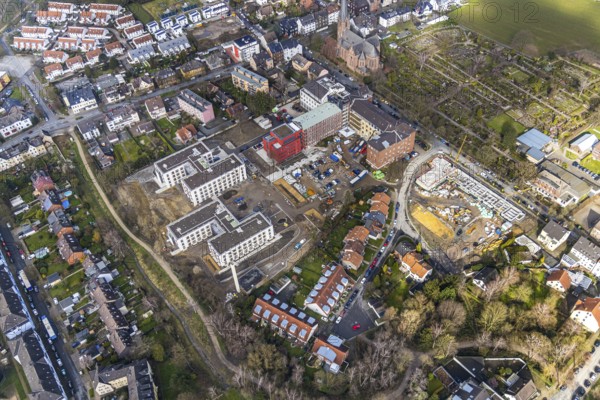 Aerial view, health campus, senior centre Widumer Höfe, on the campus of the St.Elisabeth Group, at