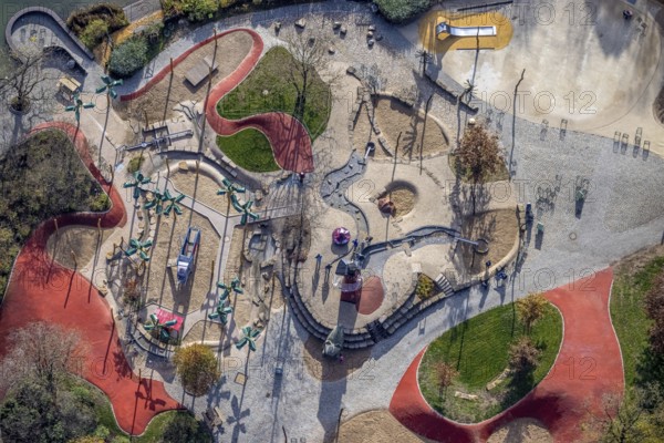 Aerial view, Maximilianpark Hamm, children's playground, Uentrop, Hamm, Ruhr area, North