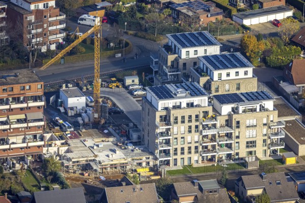 Aerial view, construction site, new building, Augenweide residential complex, condominiums and