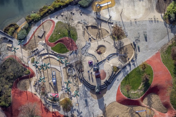 Aerial view, Maximilianpark Hamm, children's playground, Uentrop, Hamm, Ruhr area, North