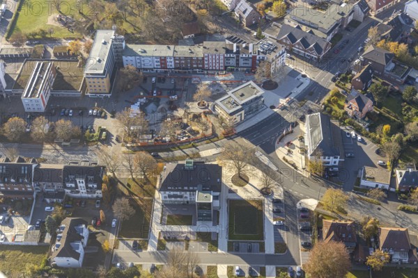 Aerial view, Heessener Markt, Bürgeramt Heessen, &lt, amtsstraße, Heessen, Hamm, Ruhr area, North