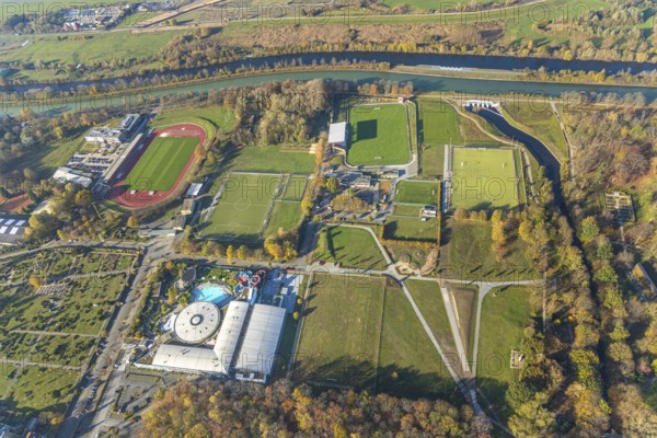 Aerial view, Maximare Erlebnistherme Bad Hamm, football ground Hammer Spielvereinigung 03/04 e.V.,