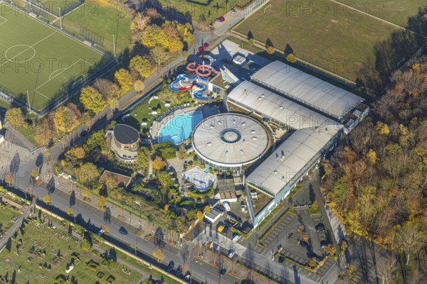 Aerial view, Maximare Erlebnistherme Bad Hamm, football ground Hammer Spielvereinigung 03/04 e.V.,
