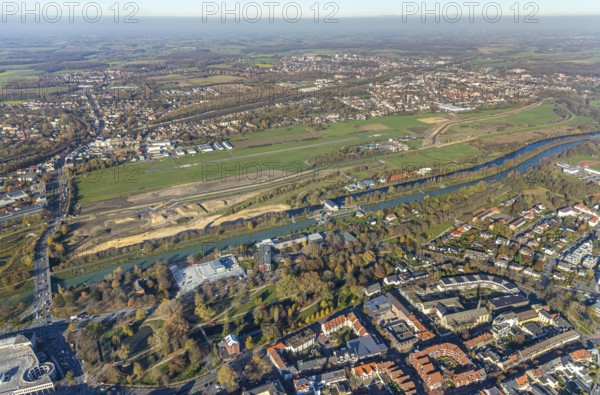 Aerial photo, Lippe reconstruction Hamm, Lippe floodplain recreation area, City of Hamm, Lippe