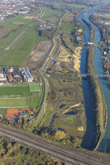 Aerial photo, Lippe reconstruction Hamm, Lippe floodplain recreation area, City of Hamm, Lippe