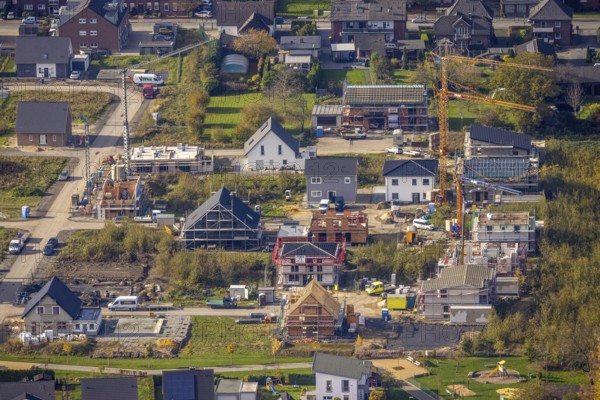 Aerial view, residential park Schulze-Everding, new construction area, Bockum-Hövel, Hamm, Ruhr