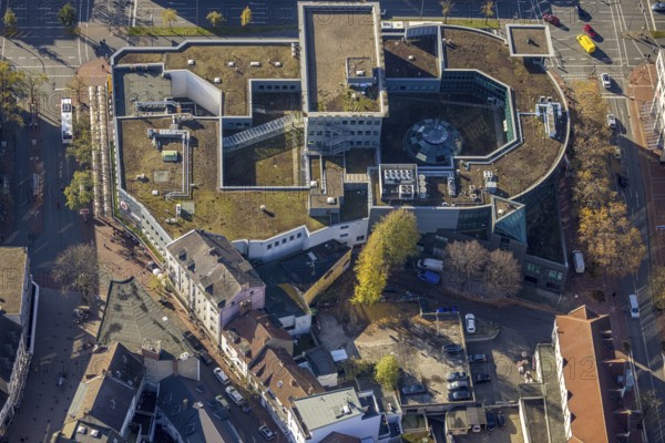 Aerial view, shopping centre, planned demolition residential building Ritterstraße 40, Mitte, Hamm,