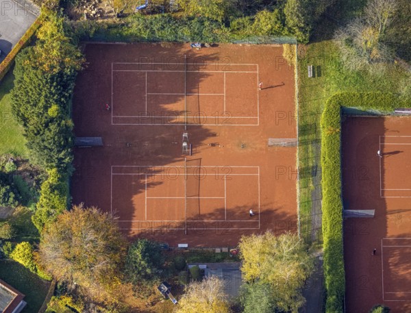 Aerial view, tennis courts Weingarten, Rhynern, Hamm, Ruhr area, North Rhine-Westphalia, Germany,