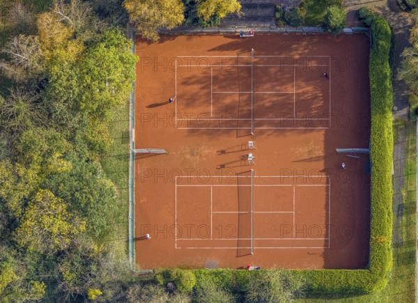 Aerial view, tennis courts Weingarten, Rhynern, Hamm, Ruhr area, North Rhine-Westphalia, Germany,
