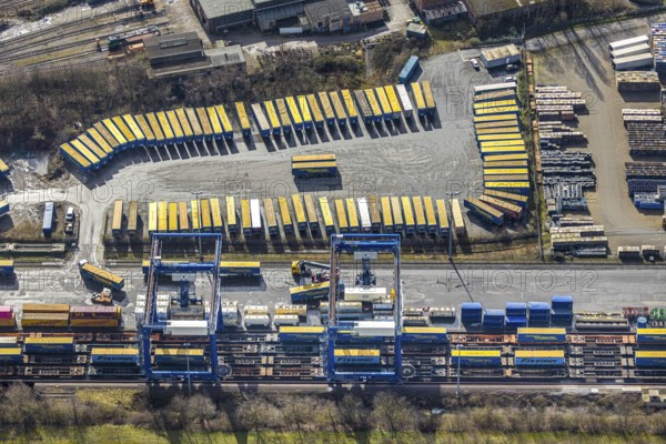 Aerial view, Container Terminal CTH between Emscher and Rhine-Herne Canal, Herne, Ruhr area, North
