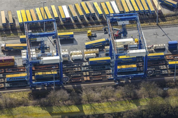Aerial view, Container Terminal CTH between Emscher and Rhine-Herne Canal, Herne, Ruhr area, North