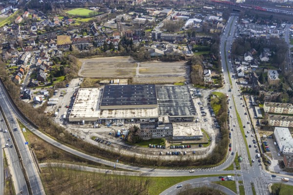 Aerial view, area at the motorway A42 junction AS20 Herne-Crange, former location of refugee homes,
