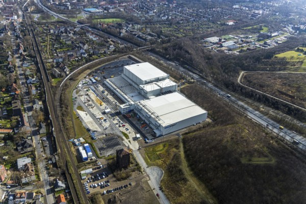 Aerial view, frozen food logistics company Nordfrost on the site of the former colliery Unser Fritz