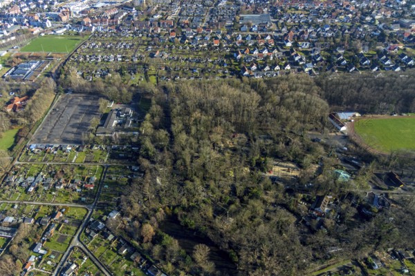Aerial view, animal park Hamm, climbing park Hamm, new car park at the animal park Hamm, Hamm, Ruhr