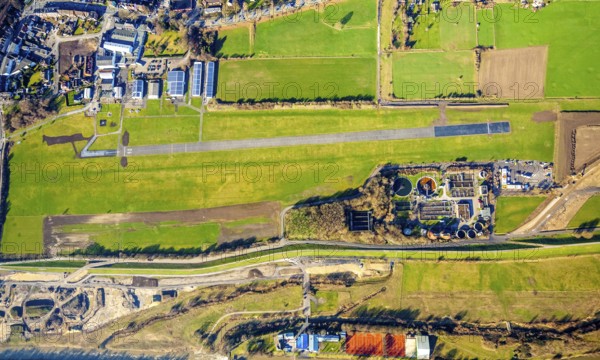 Aerial photo, Lippewiesen, reconstruction of Lippe meadows between Hamm-Lippewiesen airfield and