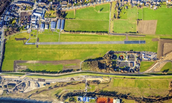 Aerial photo, Lippewiesen, reconstruction of Lippe meadows between Hamm-Lippewiesen airfield and