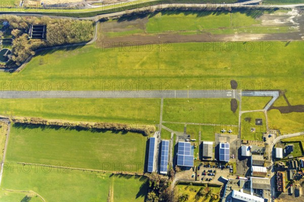 Aerial photo, Lippewiesen, reconstruction of Lippe meadows between Hamm-Lippewiesen airfield and