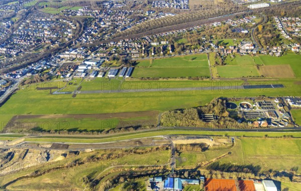 Aerial photo, Lippewiesen, reconstruction of Lippe meadows between Hamm-Lippewiesen airfield and