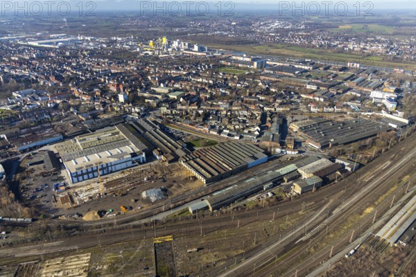 Aerial view, new construction, WDI Westfälische Drahtindustrie AG, Hamm, Ruhr area, North
