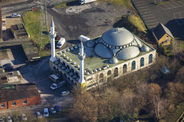 Aerial view, Ulu Mosque, herringen yeni ulu mocshe, Herringen, Hamm, Ruhr area, North