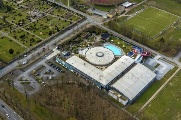 Aerial view, Maximare Erlebnistherme, adventure pool, Bad Hamm, Hamm, Ruhr area, North