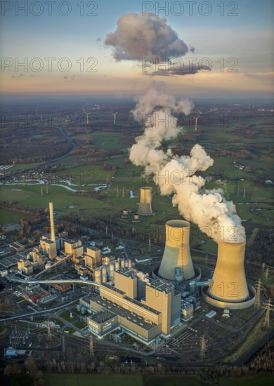 Aerial view, RWE power plant Westfalen, Schmehausen, power plant shutdown, Uentrop, Hamm, Ruhr