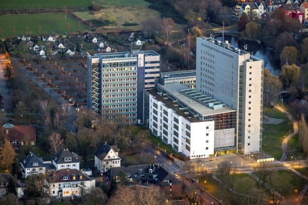 Aerial photo, OLG, Hamm Higher Regional Court, Hamm Public Prosecutor's Office, twilight photo,